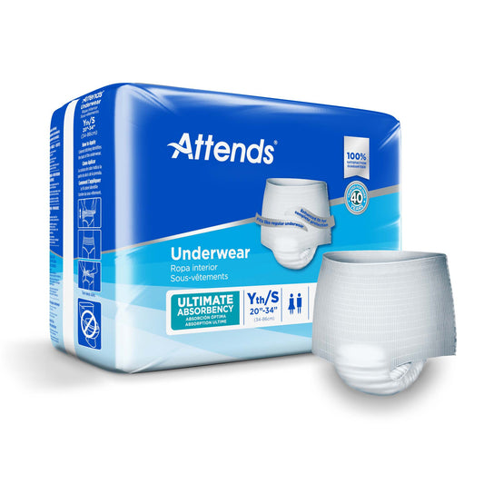 Absorbent Underwear Attends® Pull On with Tear Away Seams Adult Small Unisex Disposable Heavy Absorbency (Case of 80) - APP0710