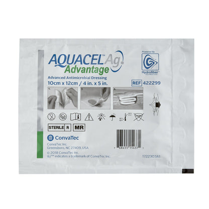 Aquacel Ag Advantage Silver Hydrofiber Dressing 4 X 5 Inch Sterile- Each - AQAG45