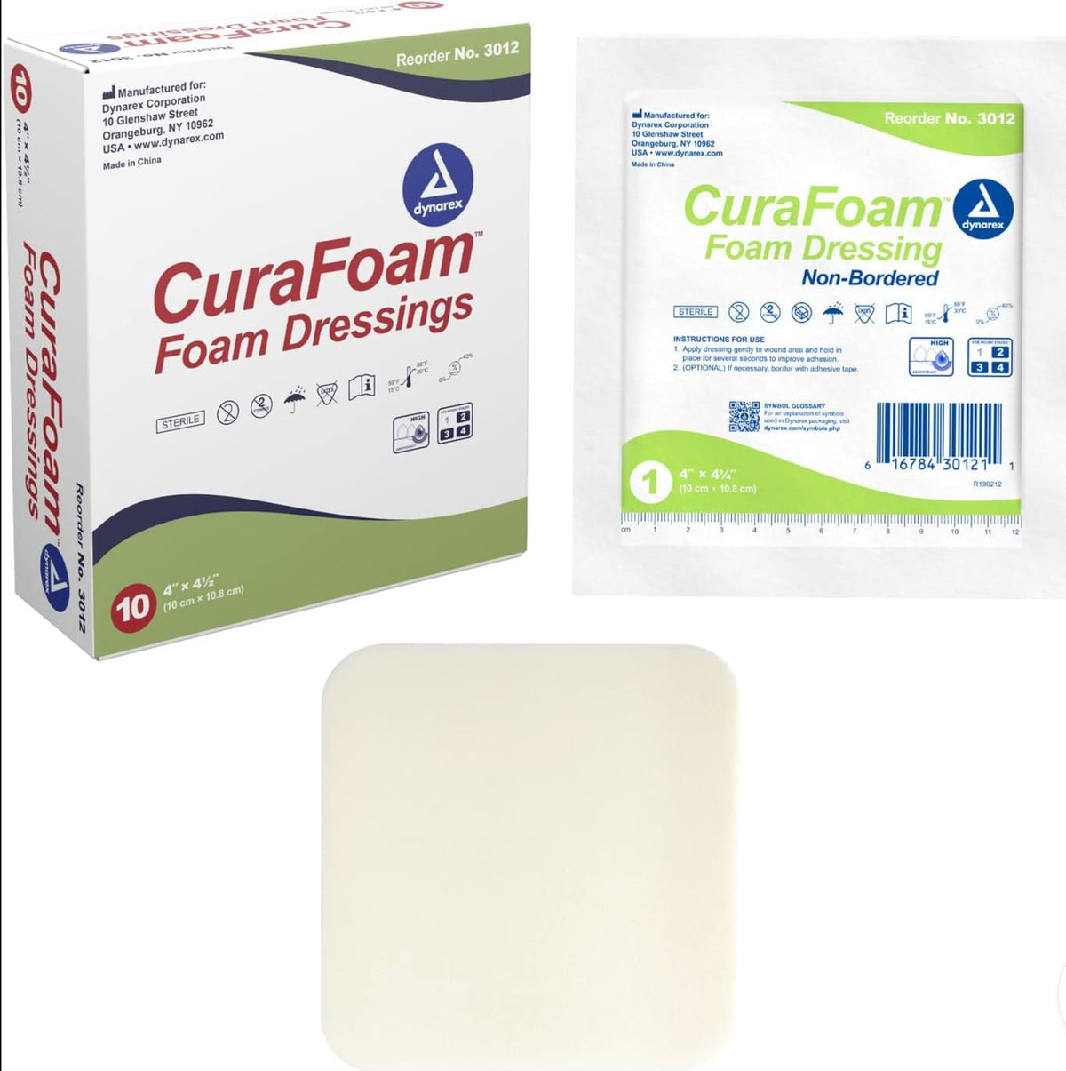 Curafoam™ Sterile Foam Dressing Non-Border 4 x 4.25 Inch (Bx/10) - CF3012