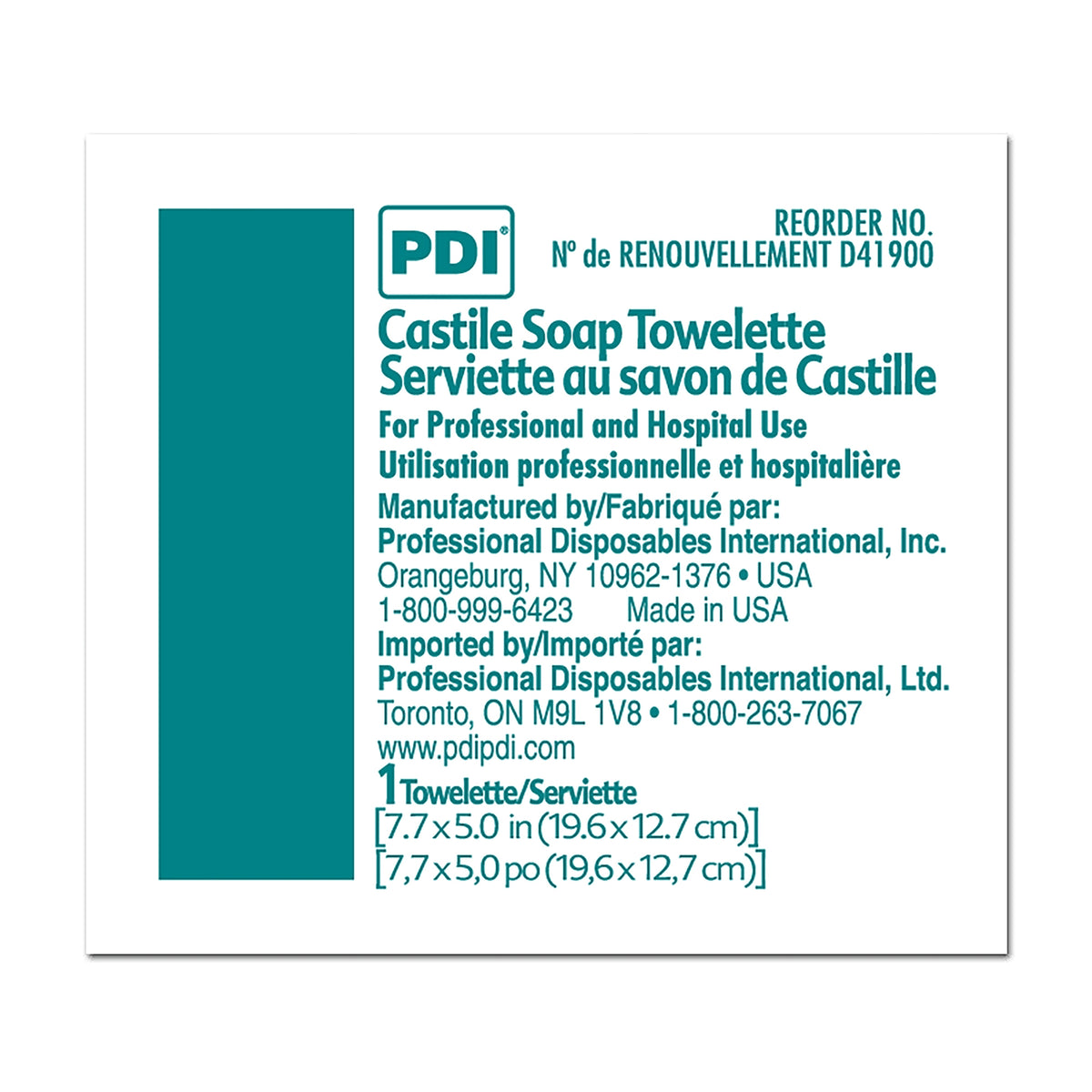 Castile Soap Towelette PDI® Individual Packet (Bx/100) - alternate view 2 - D41900