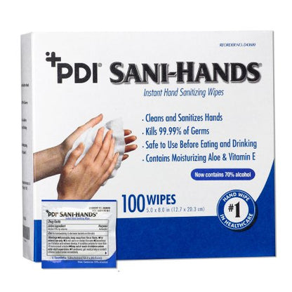 Hand Sanitizing Wipe Sani-Hands® 100 Count Ethyl Alcohol Wipe Individual Packet - D43600
