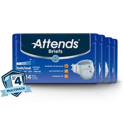 Unisex Youth Incontinence Brief Attends® Small Disposable Heavy Absorbency Small(Case of 96) - DD10