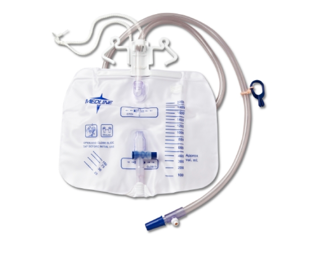 Urinary Drain Bag Medline® Anti-Reflux Valve Sterile 2000 mL Vinyl - Each - DYND15207