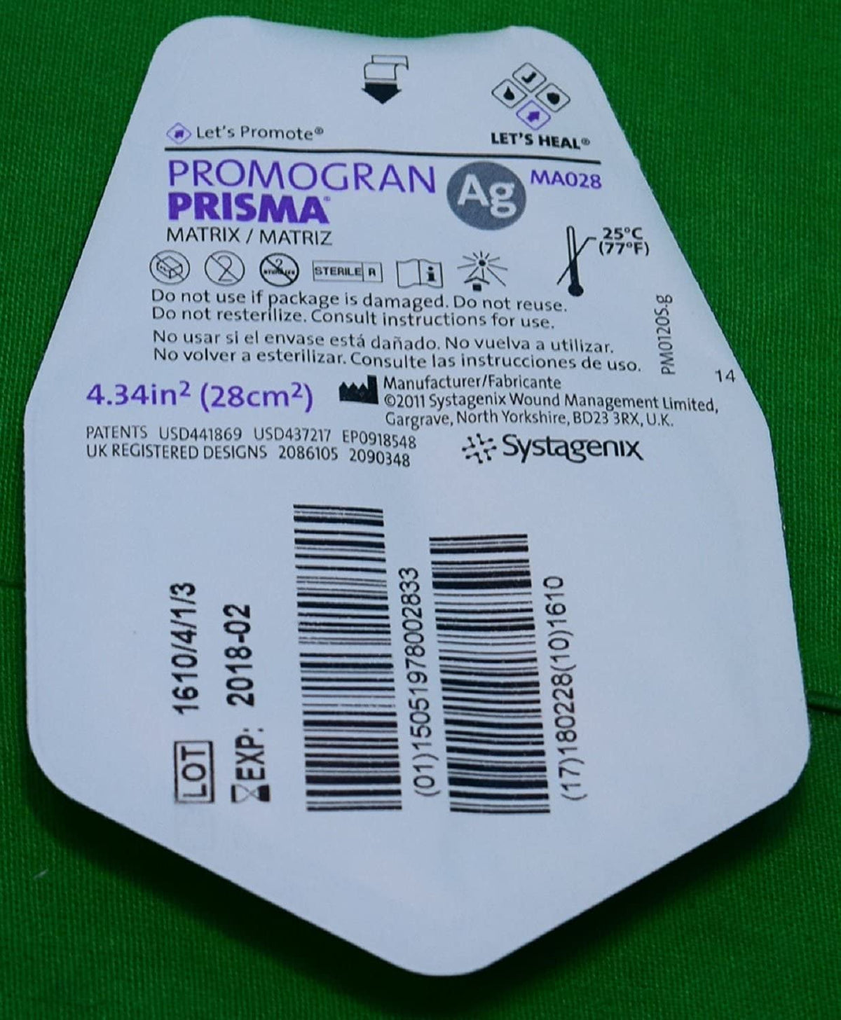 Promogran Prisma Matrix 4.34 Sq Inch Silver Collagen Dressing MA028- Each Dressing - PRS4341