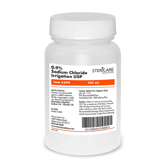 Normal Saline OTC Not for Injection Bottle Screw Top Sterile 100 ML Bottle - Each