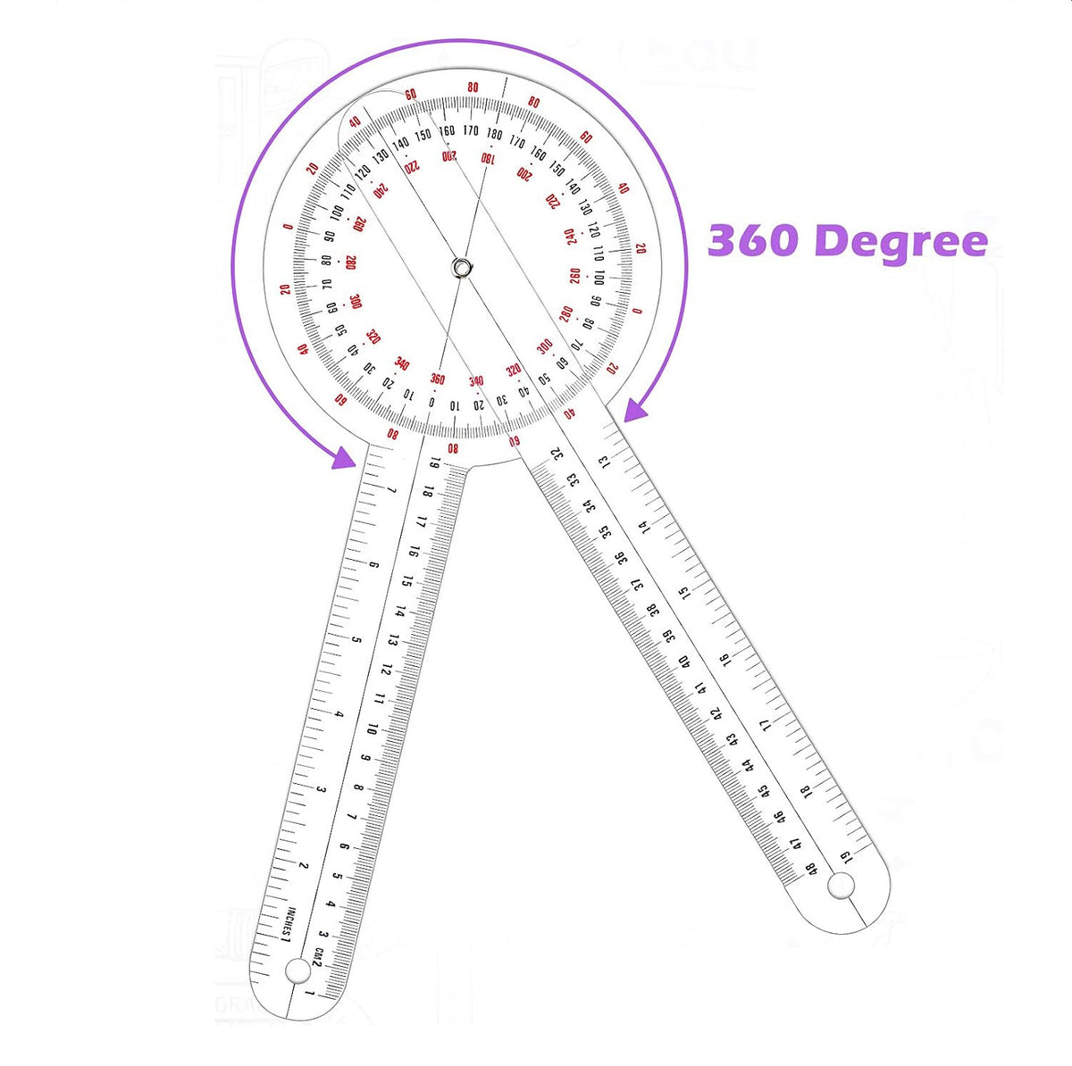 Goniometer Plastic 360 Degree Range of Motion 12 Inch - Each