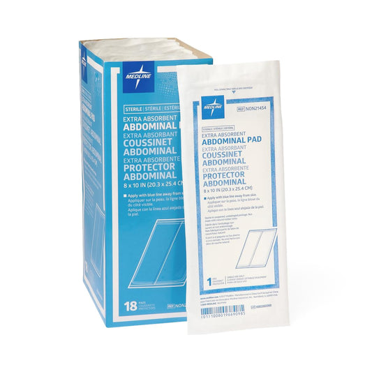 Abdominal Pad ABD 8 X 10 Inch 1 per Pack Sterile Rectangle - Box of 18 - S81001