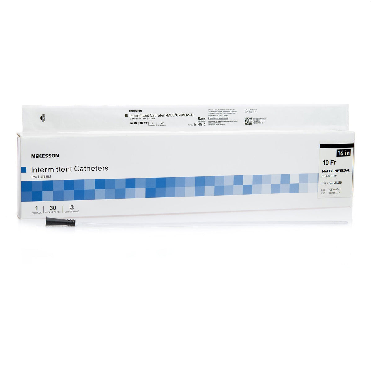 16” Uncoated Straight Tip 10 FR Uncoated PVC- Box of 30