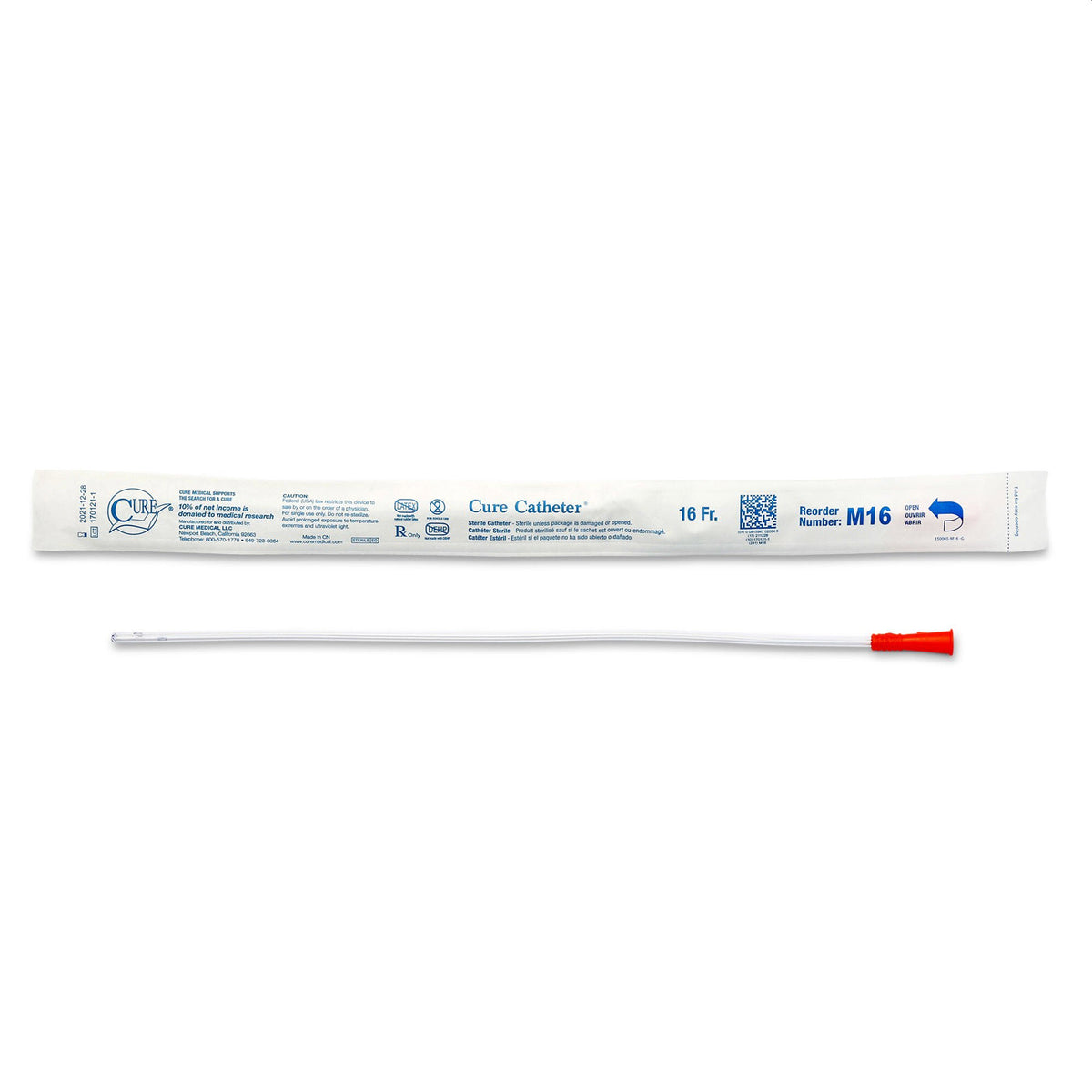 Intermittent Catheter 16” Uncoated Straight tip 16 FR Uncoated PVC (Box of 30)