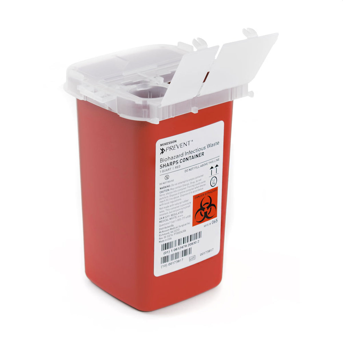 Sharps Container Small 1 QT 6-1/4 H X 4-1/4 W X 4-1/4 D Inch Vertical Entry 0.25 gal- Each - SC1Q01