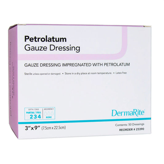 Petrolatum Impregnated Gauze Vaseline Type Dressing 3"x9" (Box of 50)