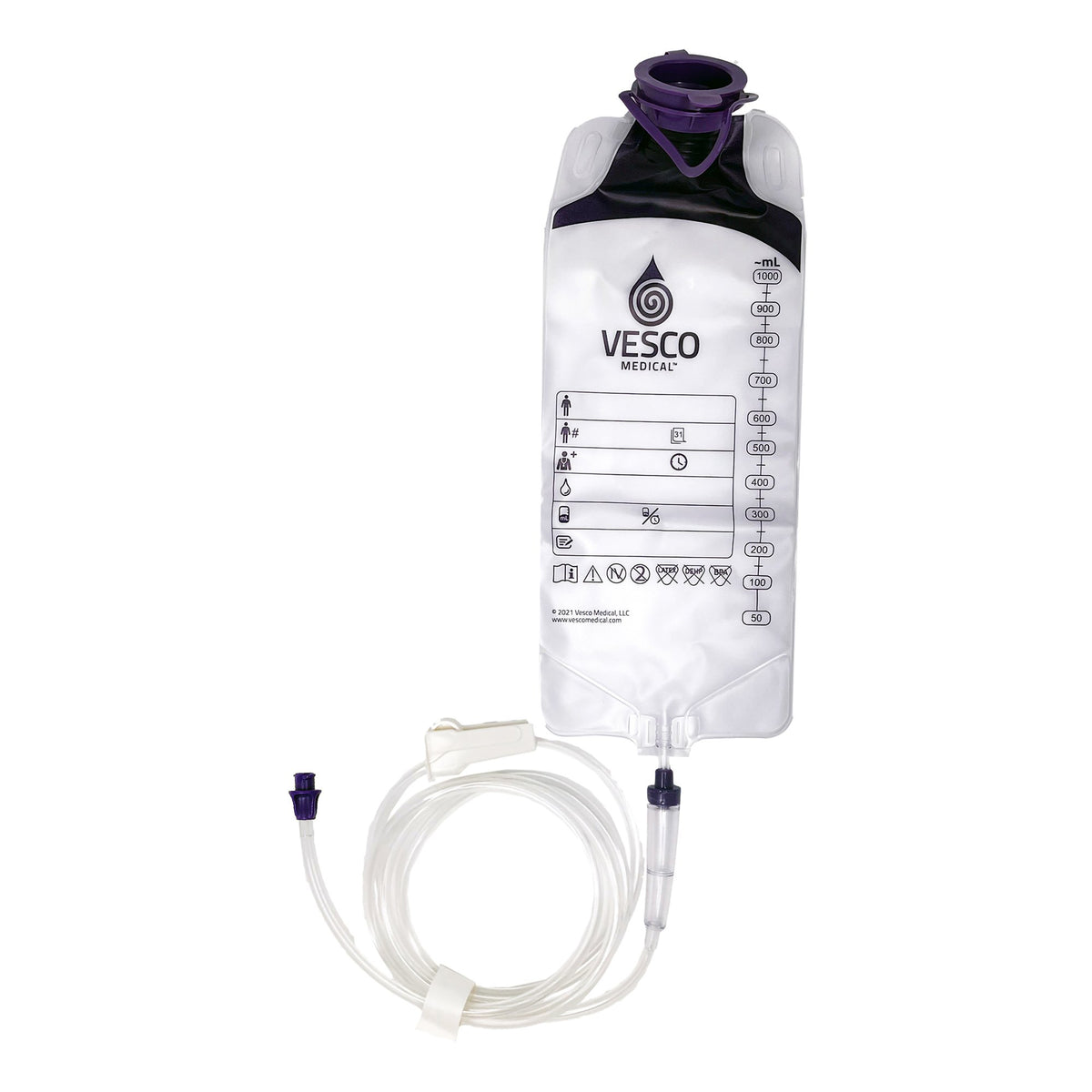 Gravity Feeding Bag Set with ENFit Connector 1000 mL - Each - VED-049