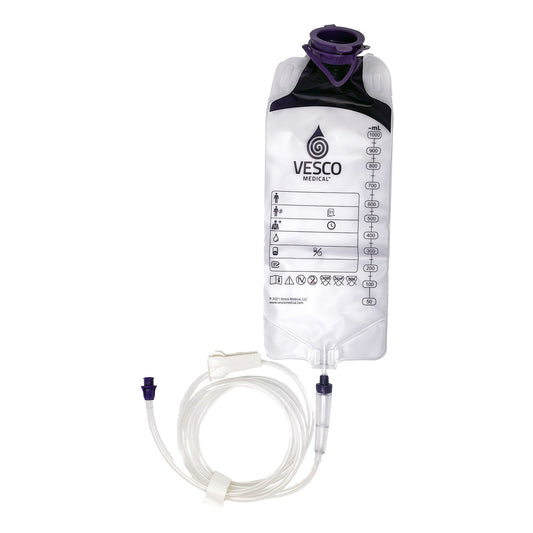 Gravity Feeding Bag Set with ENFit Connector 1000 mL - Each - VED-049