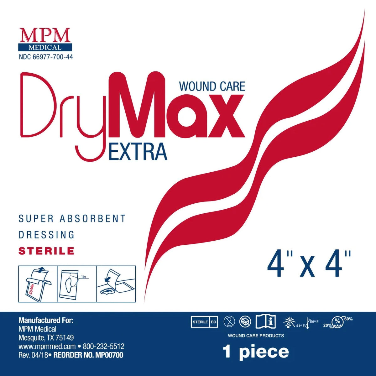 DryMax Extra 4 X 4 Inch Super Absorbent Dressing- Each - MP00700